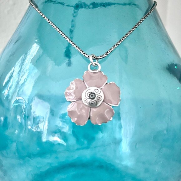 Brighton Pink Enamel Flower Necklace - Picture 3 of 3
